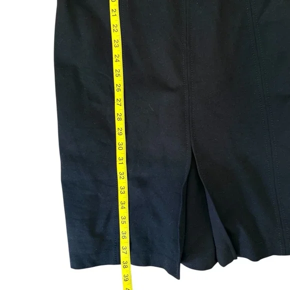 Talbots Petites Black Sleeveless Front Slit Sheath Dress 10P Round Neck Zip Back - Picture 7 of 11